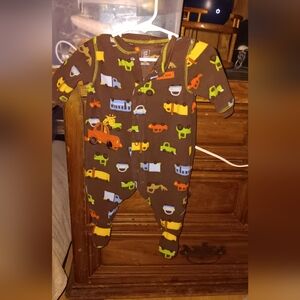 Carter's Brown Footie with Colorful Vehicle Design